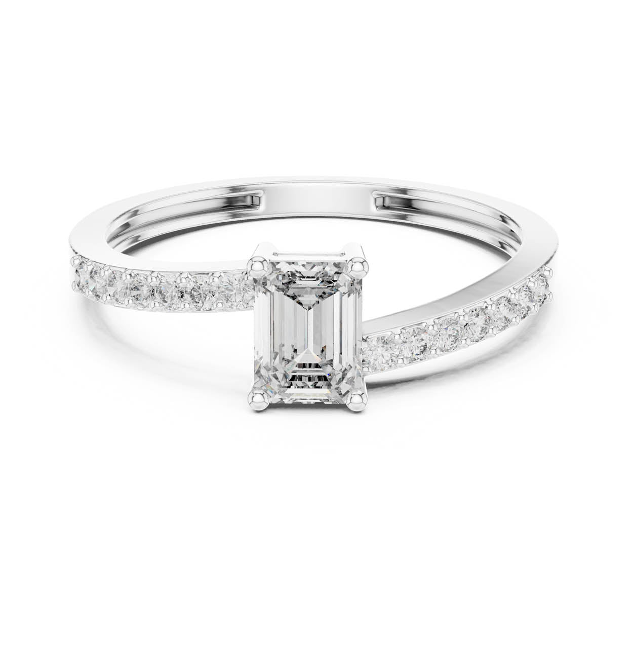 .64 Ct. Emerald Cut Diamond Solitaire with Pave Band (ALR-137) 5