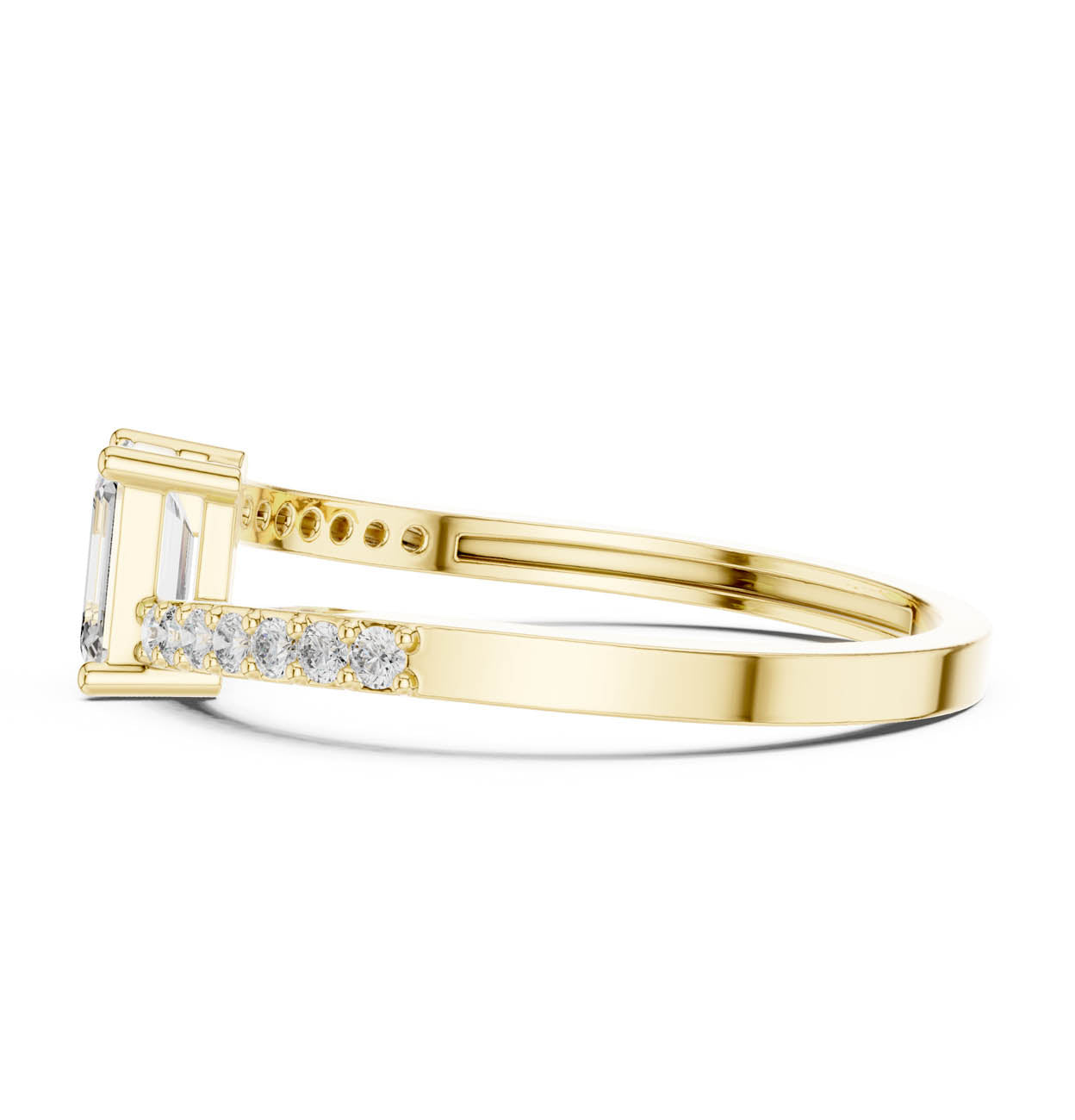 .64 Ct. Emerald Cut Diamond Solitaire with Pave Band (ALR-137) 4
