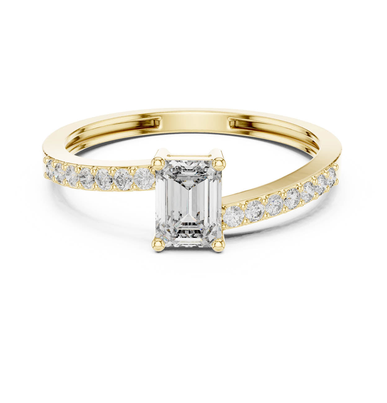 .64 Ct. Emerald Cut Diamond Solitaire with Pave Band (ALR-137)