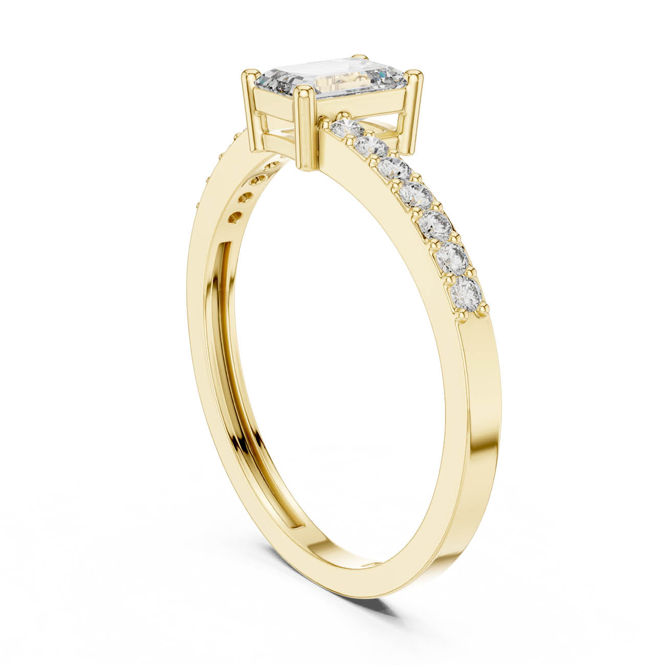 .64 Ct. Emerald Cut Diamond Solitaire with Pave Band (ALR-137) 3
