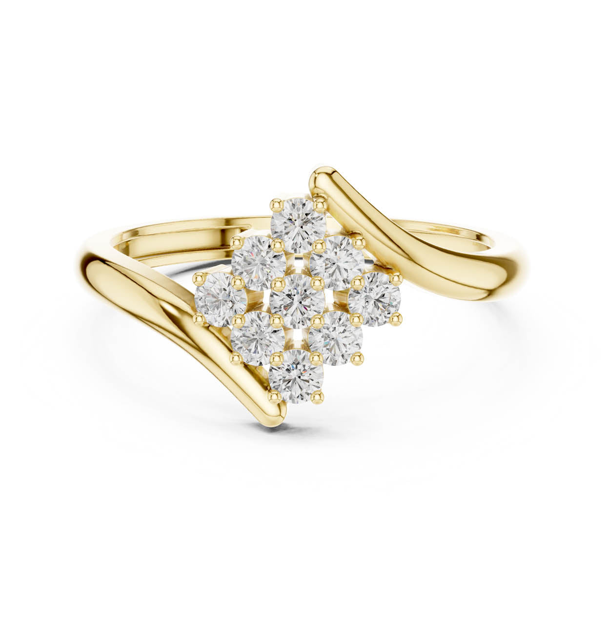 .32 Ct. Bypass Diamond Cluster Ring with Polished Curved Band (ALR-139)