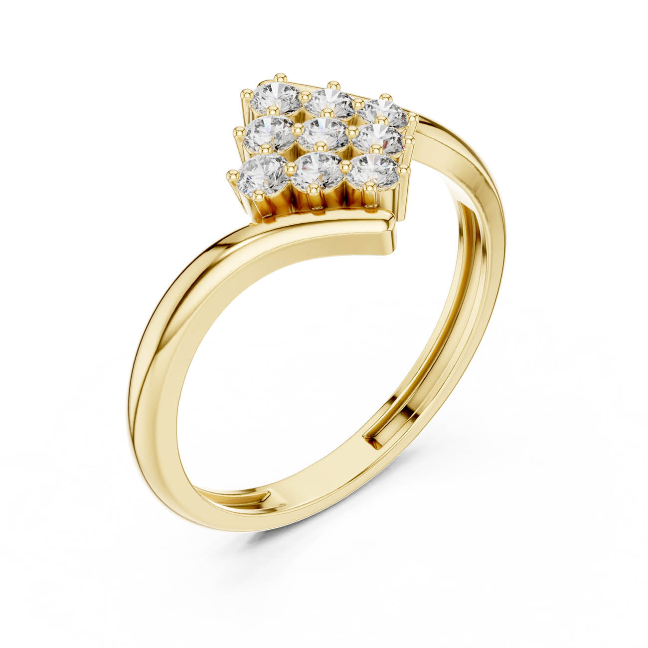 .32 Ct. Bypass Diamond Cluster Ring with Polished Curved Band (ALR-139)