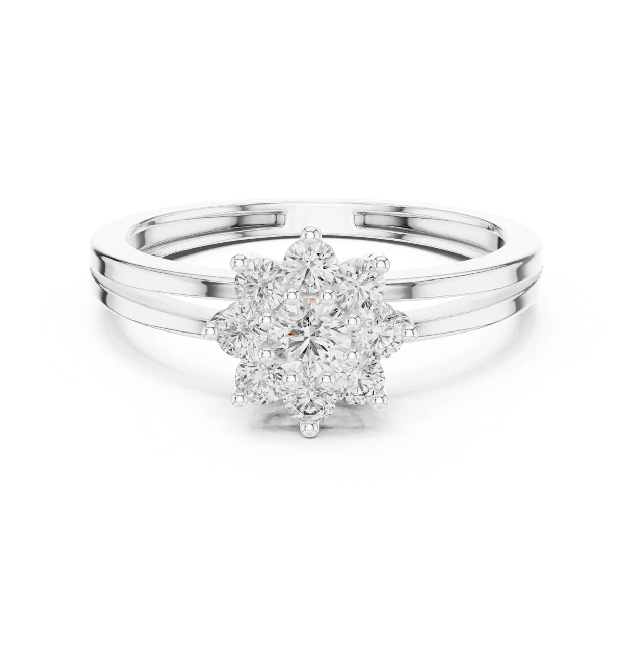 .35 Ct. Split Band Diamond Cluster Ring (ALR-141)