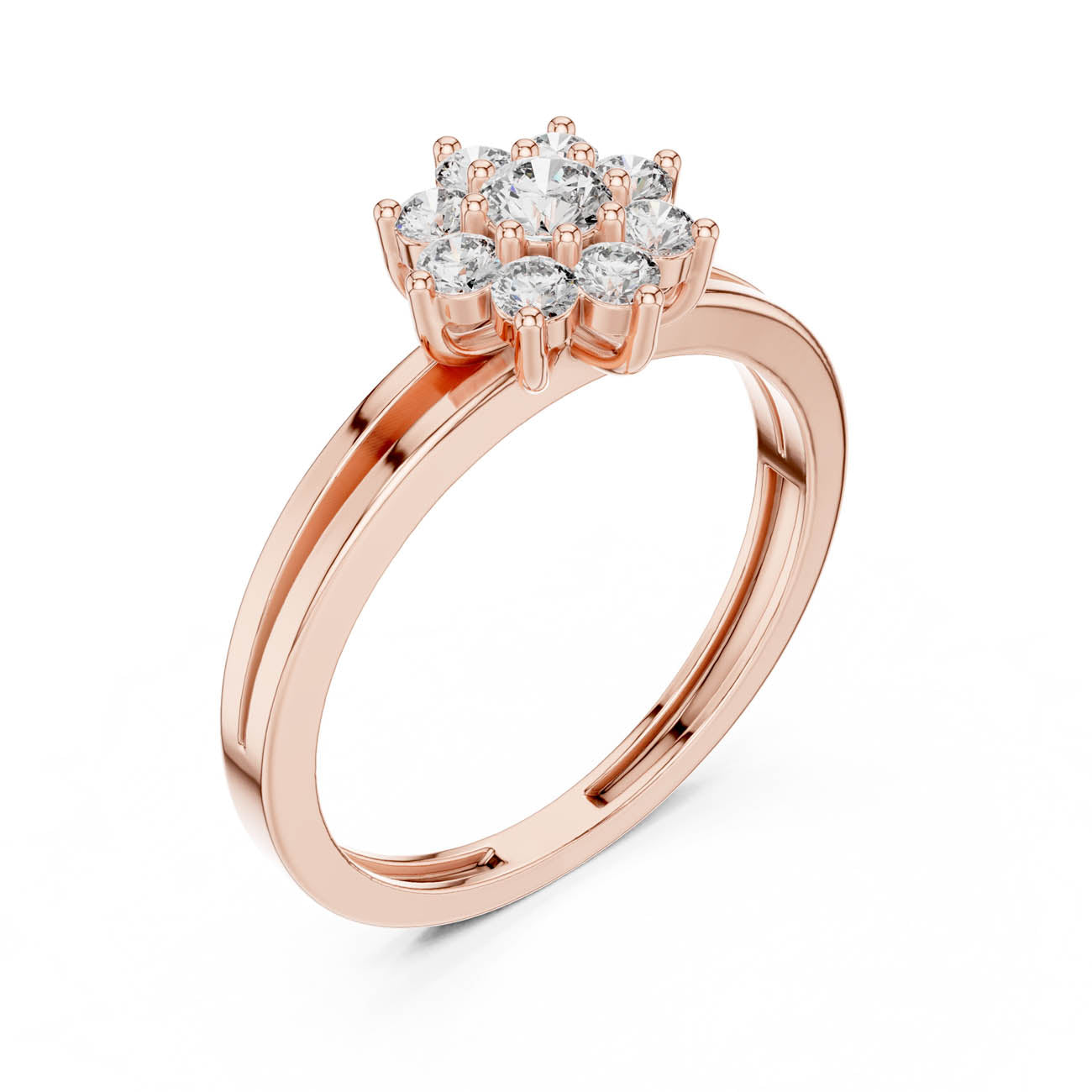 .35 Ct. Split Band Diamond Cluster Ring (ALR-141) 8