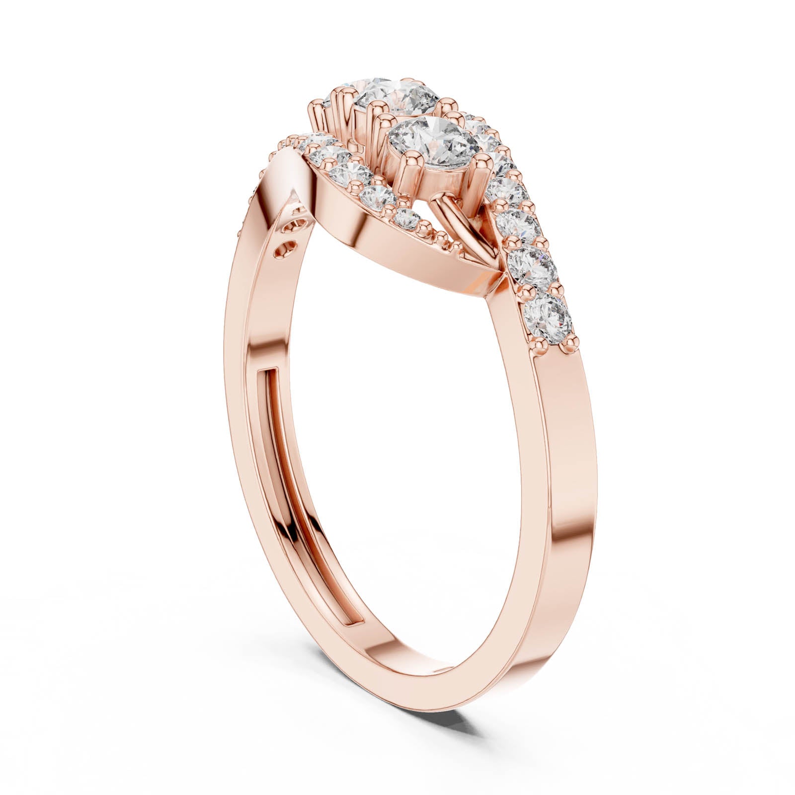 .53 Ct. Three-Stone Diamond Ring with Pavé Crossover Band (ALR-165) 9