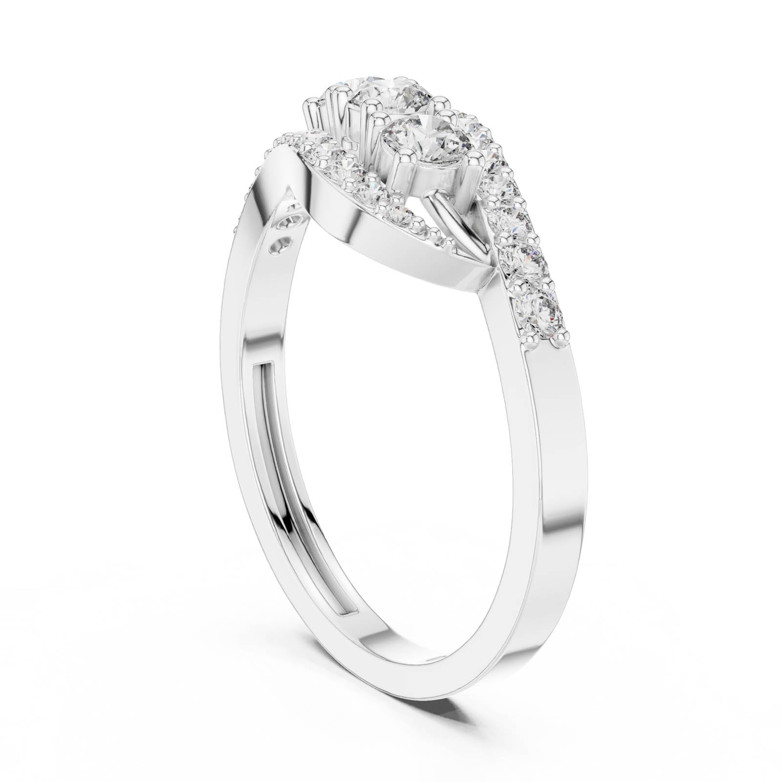 .53 Ct. Three-Stone Diamond Ring with Pavé Crossover Band (ALR-165) 11