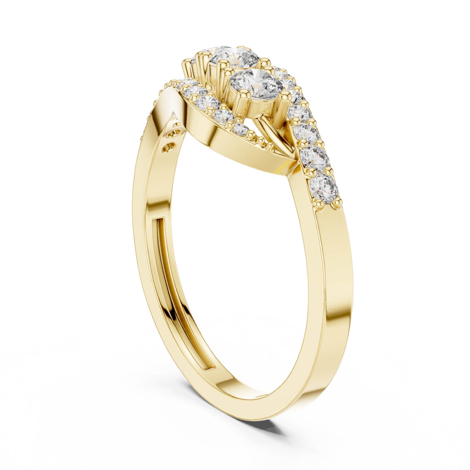 .53 Ct. Three-Stone Diamond Ring with Pavé Crossover Band (ALR-165) 13