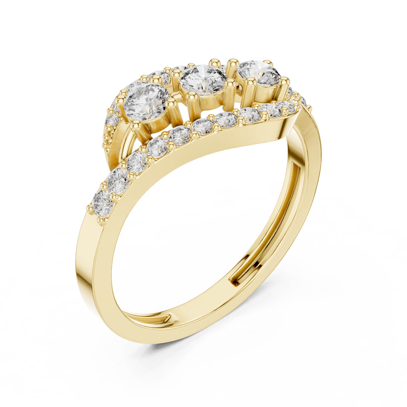 .53 Ct. Three-Stone Diamond Ring with Pavé Crossover Band (ALR-165) 1