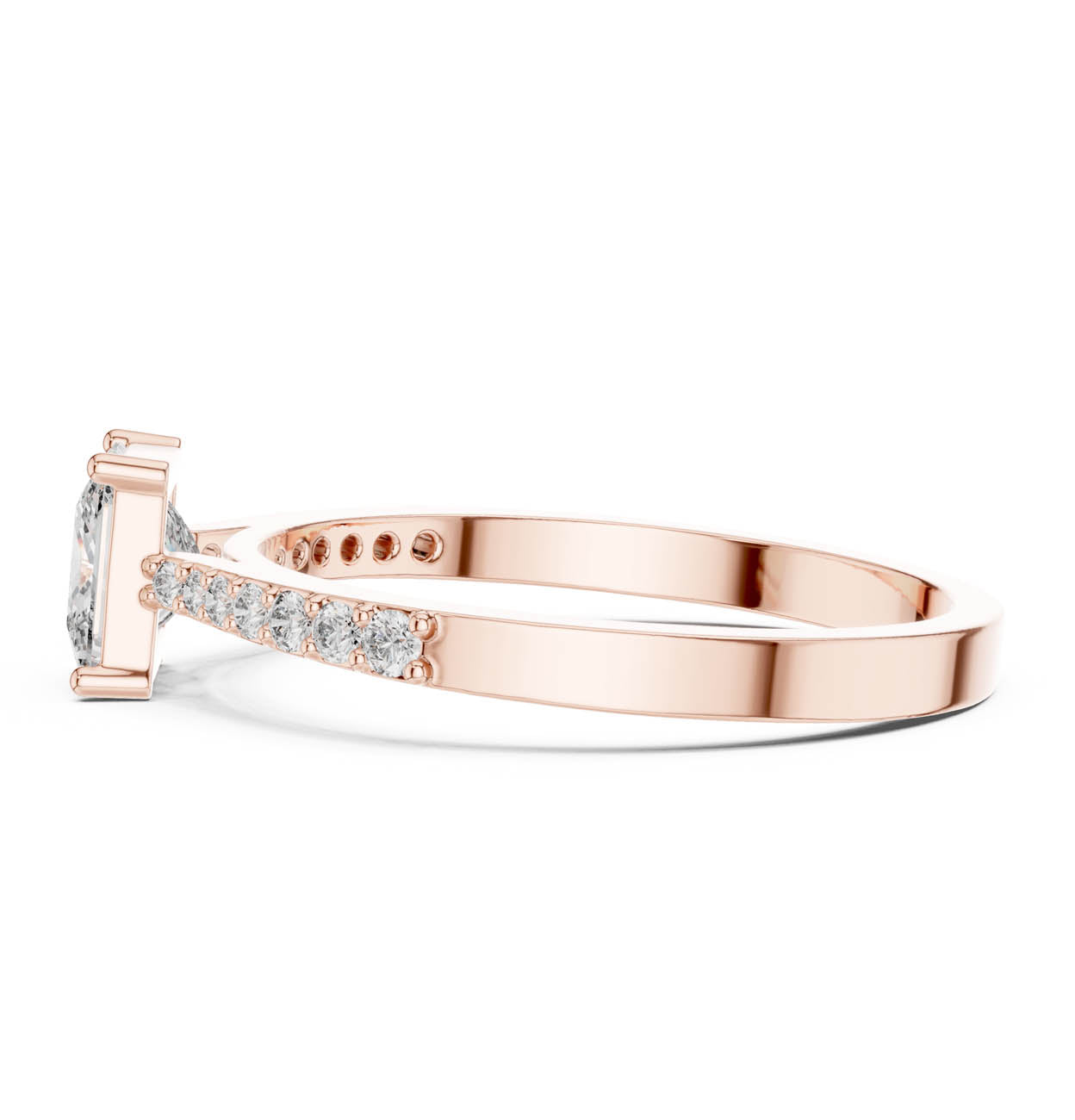 .74 Ct. Princess-Cut Diamond Solitaire with Pavé Band (ALR-166) 11
