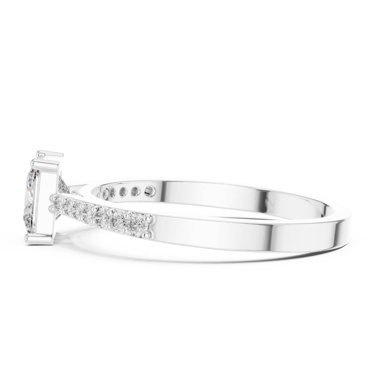 .74 Ct. Princess-Cut Diamond Solitaire with Pavé Band (ALR-166) 12