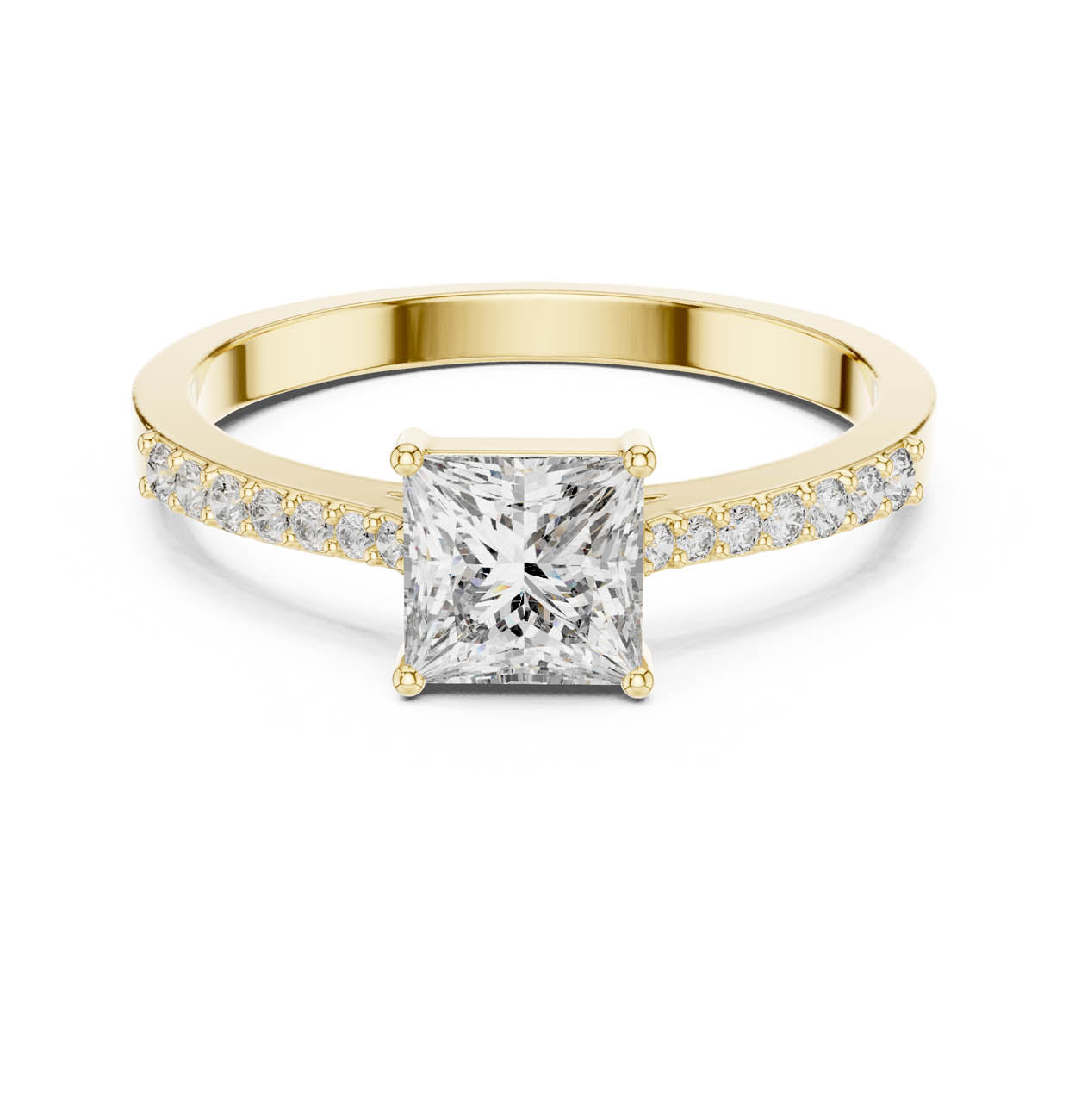 .74 Ct. Princess-Cut Diamond Solitaire with Pavé Band (ALR-166) 5