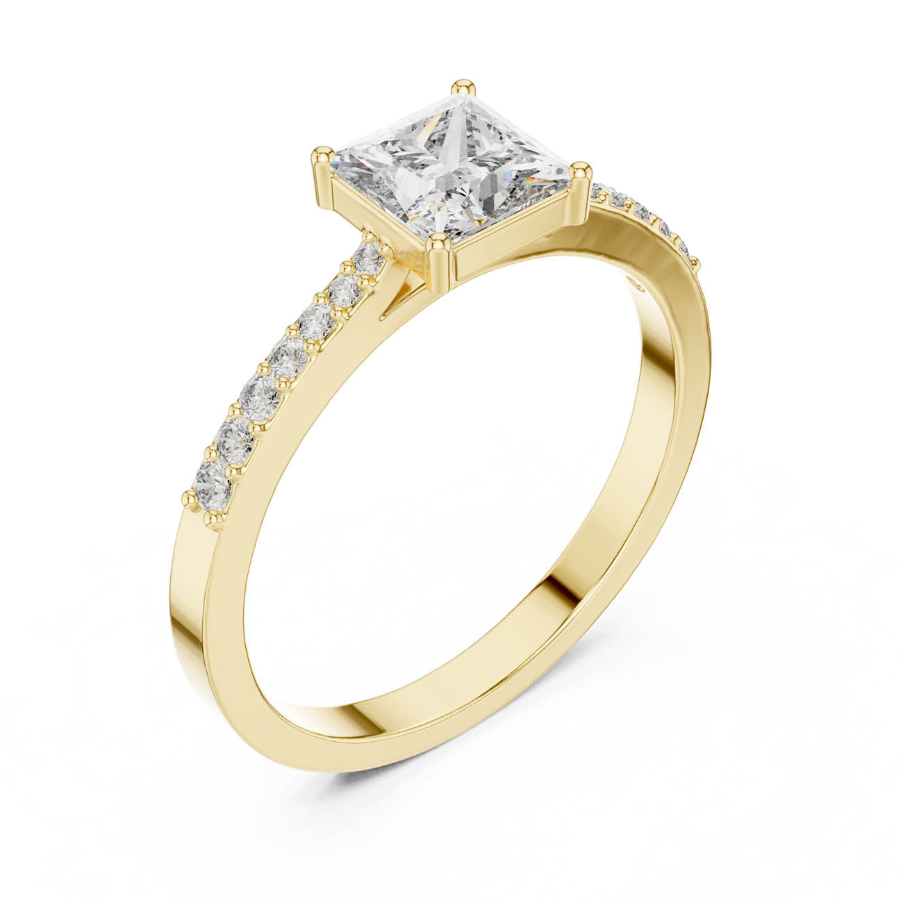 .74 Ct. Princess-Cut Diamond Solitaire with Pavé Band (ALR-166)