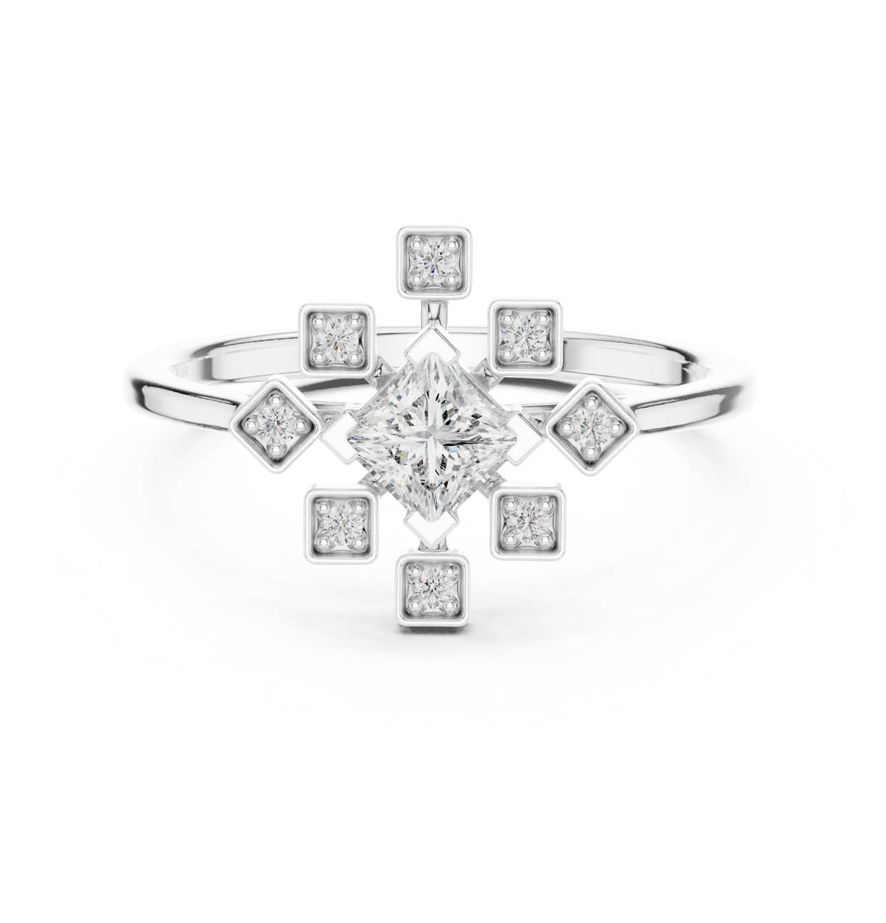 .27 Ct. Princess-Cut Diamond Ring with Geometric Square Accents (ALR-208) 5