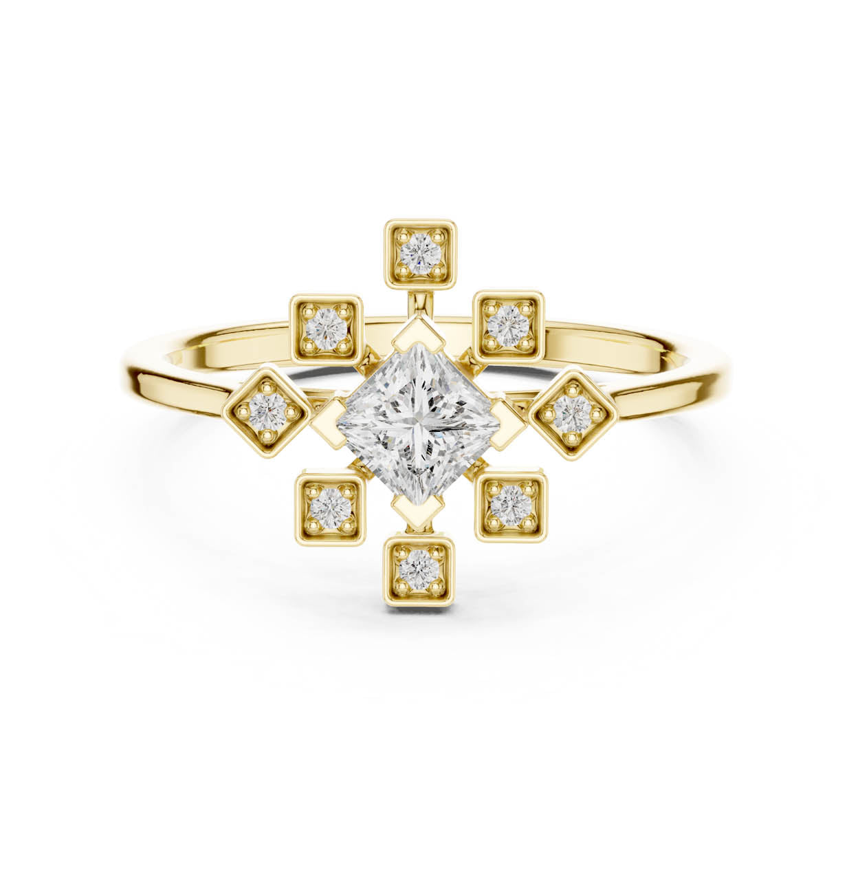 .27 Ct. Princess-Cut Diamond Ring with Geometric Square Accents (ALR-208)