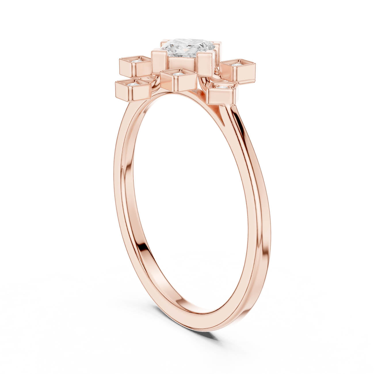 .27 Ct. Princess-Cut Diamond Ring with Geometric Square Accents (ALR-208) 9
