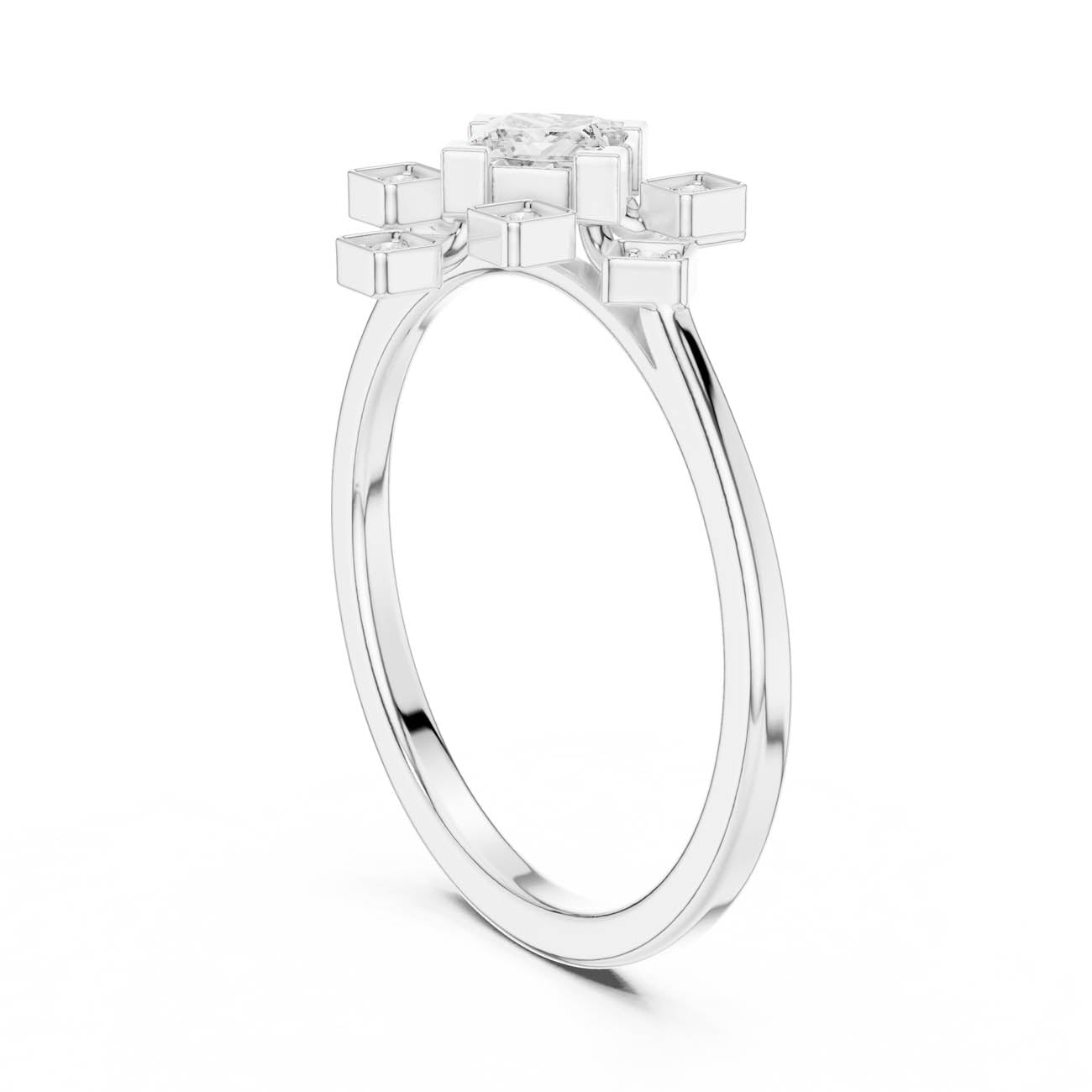 .27 Ct. Princess-Cut Diamond Ring with Geometric Square Accents (ALR-208) 10