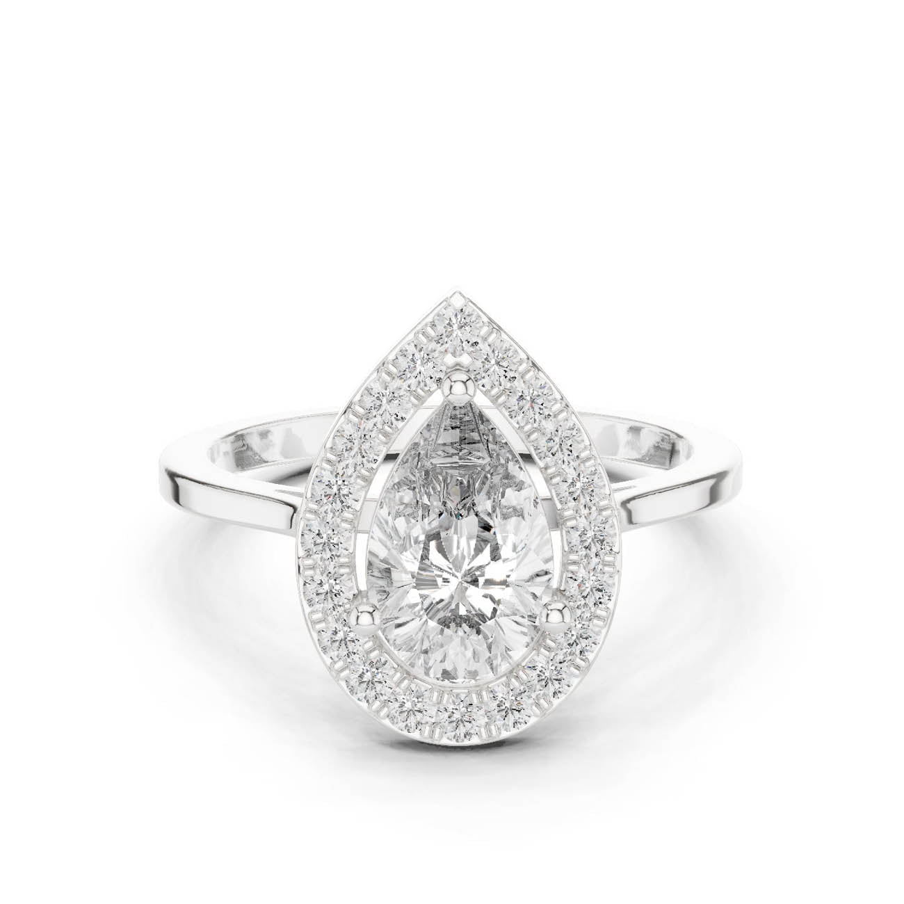 1.20 Ct. Pear Shaped Diamond Halo Engagement Ring (ALR-226)
