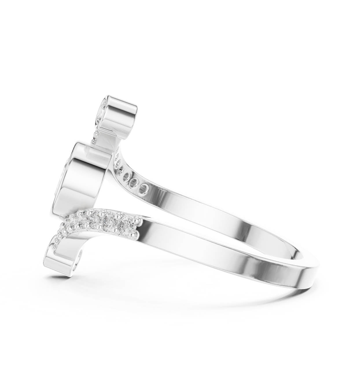 .72 Ct. Pear-Shaped Diamond Bypass Ring with Bezel Accents (ALR-276) 12