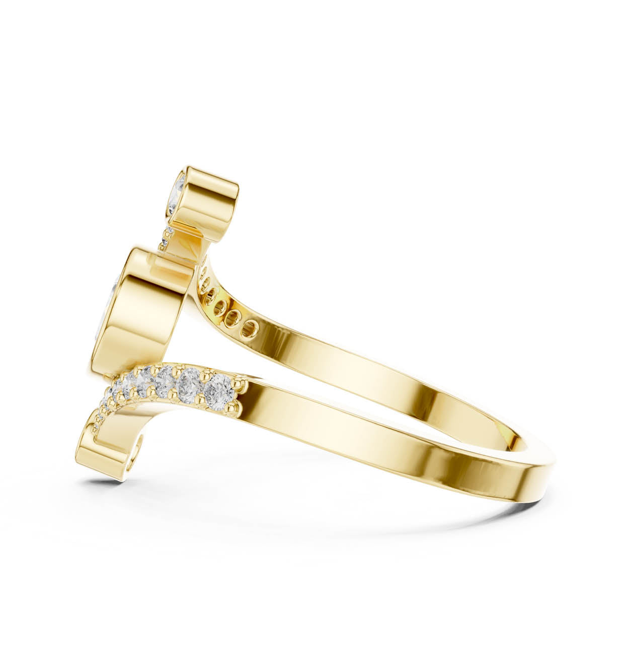 .72 Ct. Pear-Shaped Diamond Bypass Ring with Bezel Accents (ALR-276) 10