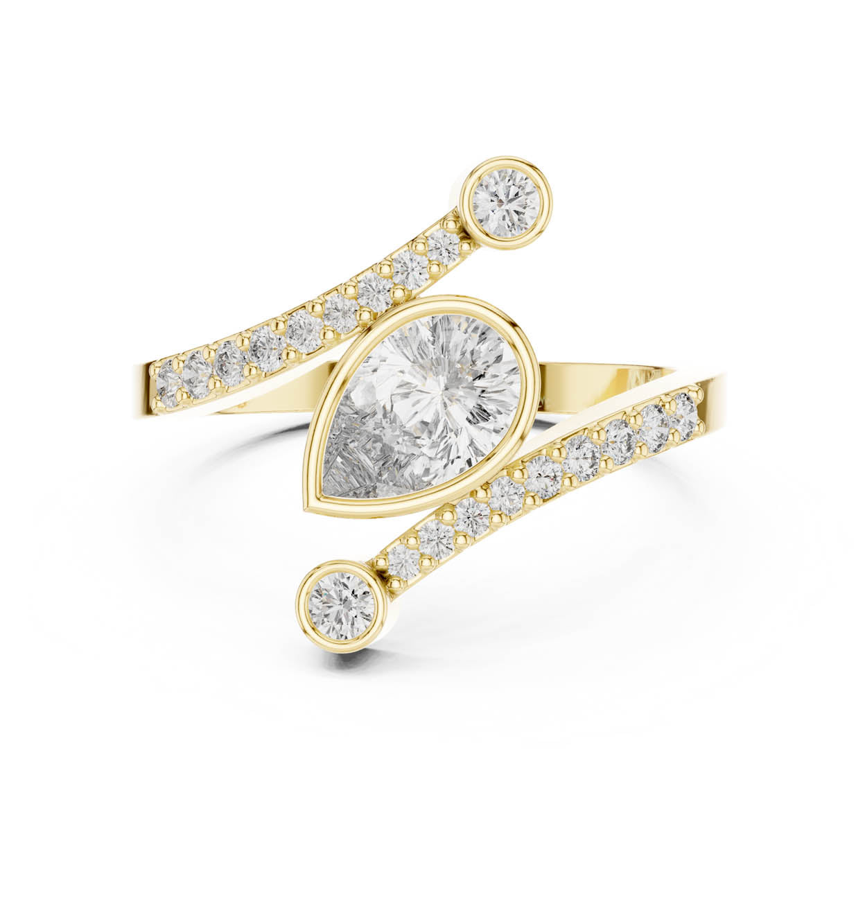 .72 Ct. Pear-Shaped Diamond Bypass Ring with Bezel Accents (ALR-276) 3