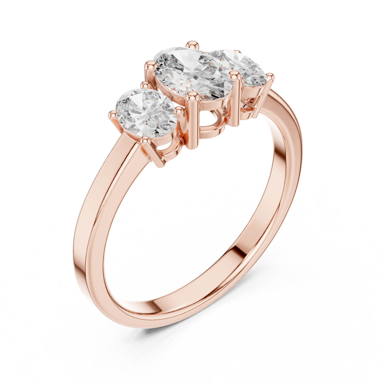 .95 Ct. Classic Three-Stone Oval Diamond Ring (ALR-29) 8