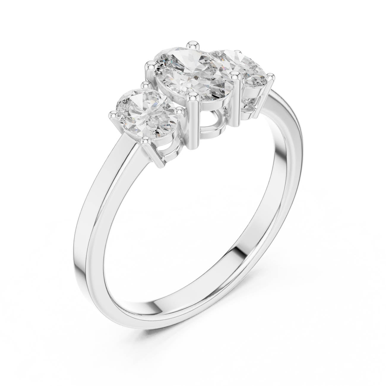 .95 Ct. Classic Three-Stone Oval Diamond Ring (ALR-29) 6