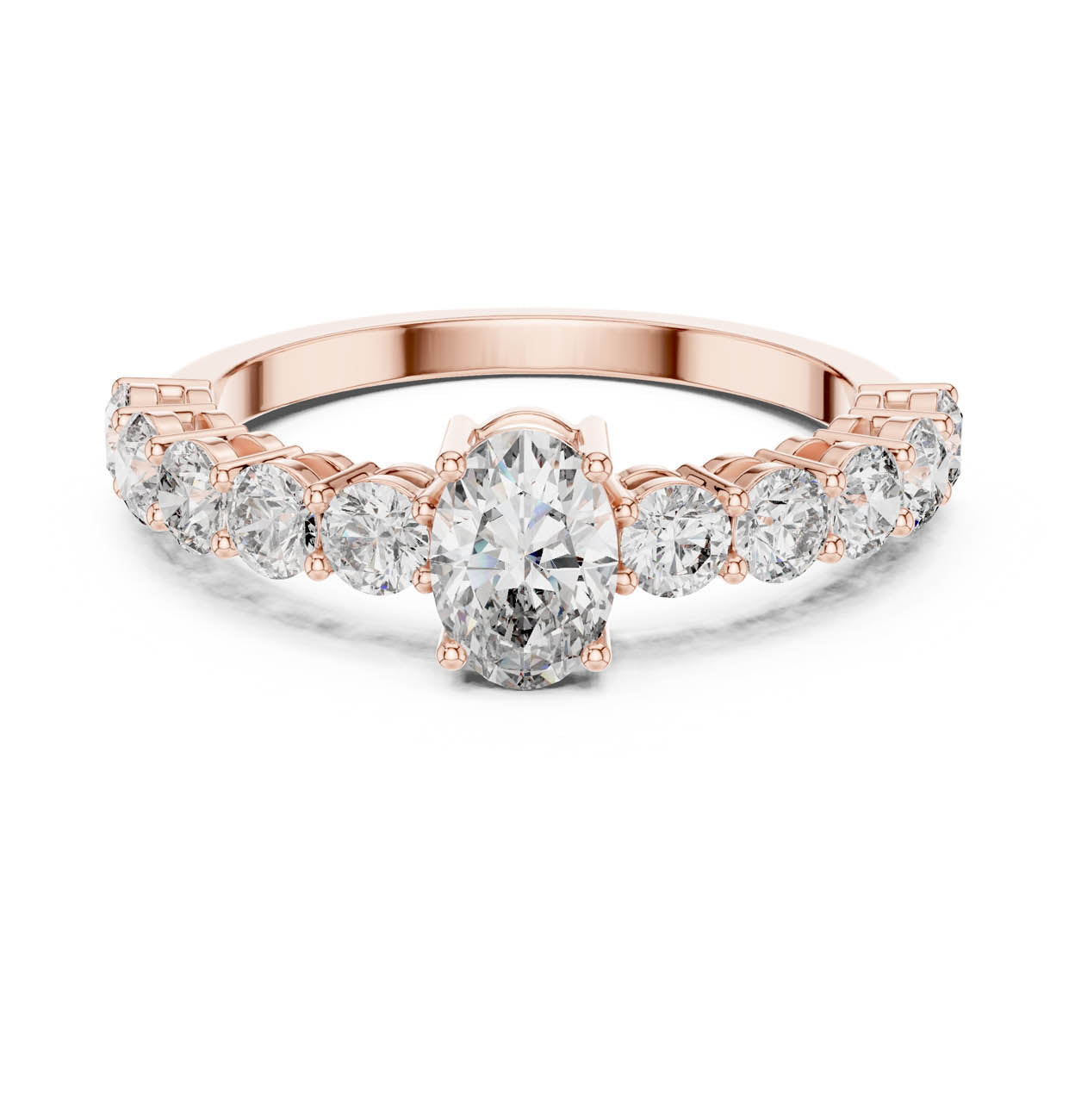 2.30 Ct. Oval Diamond Engagement Ring with Graduated Side Stones (ALR-55) 7