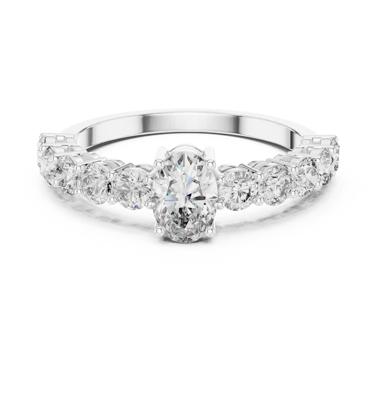 2.30 Ct. Oval Diamond Engagement Ring with Graduated Side Stones (ALR-55)