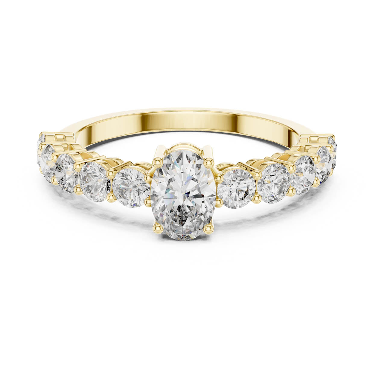 2.30 Ct. Oval Diamond Engagement Ring with Graduated Side Stones (ALR-55) 5