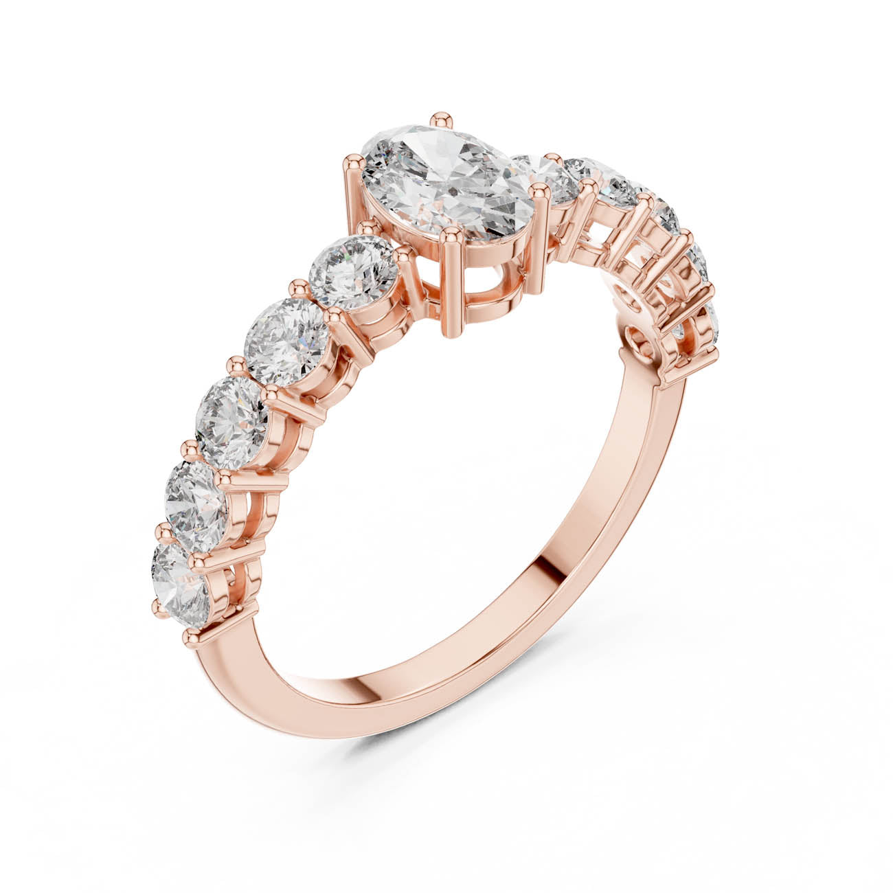 2.30 Ct. Oval Diamond Engagement Ring with Graduated Side Stones (ALR-55) 8