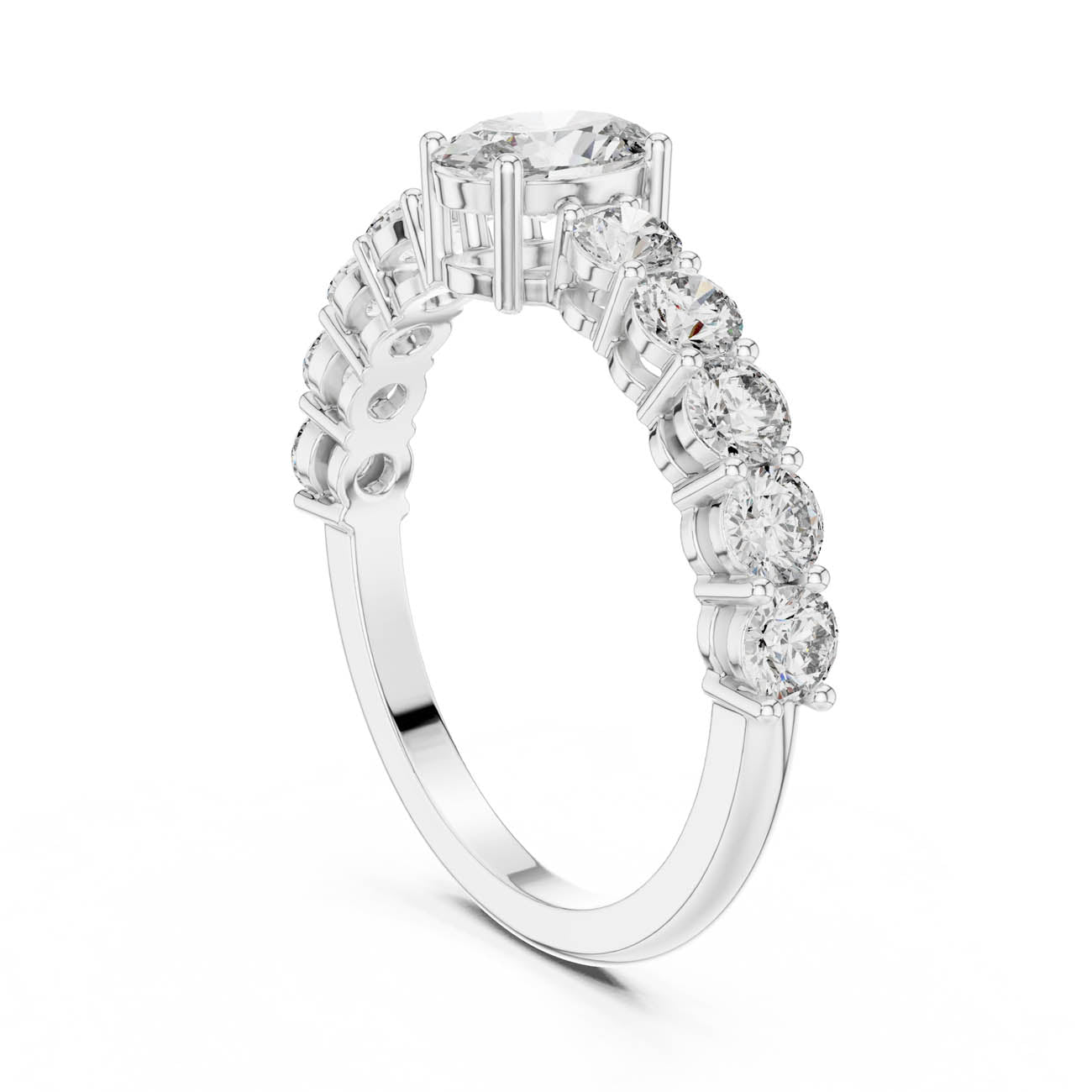 2.30 Ct. Oval Diamond Engagement Ring with Graduated Side Stones (ALR-55) 9