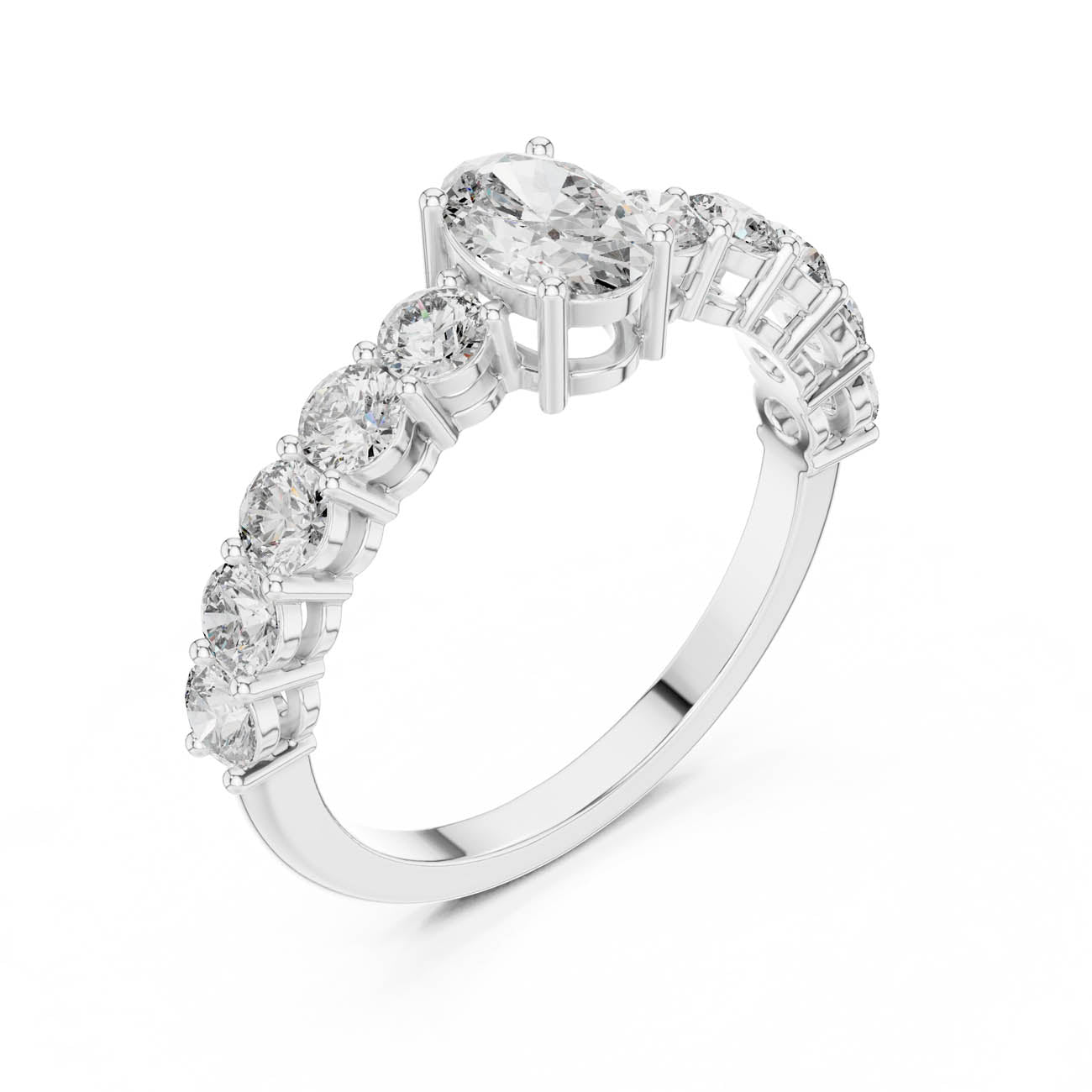 2.30 Ct. Oval Diamond Engagement Ring with Graduated Side Stones (ALR-55) 6