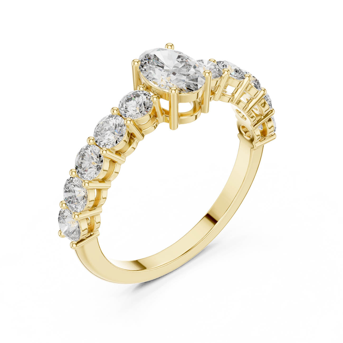 2.30 Ct. Oval Diamond Engagement Ring with Graduated Side Stones (ALR-55)