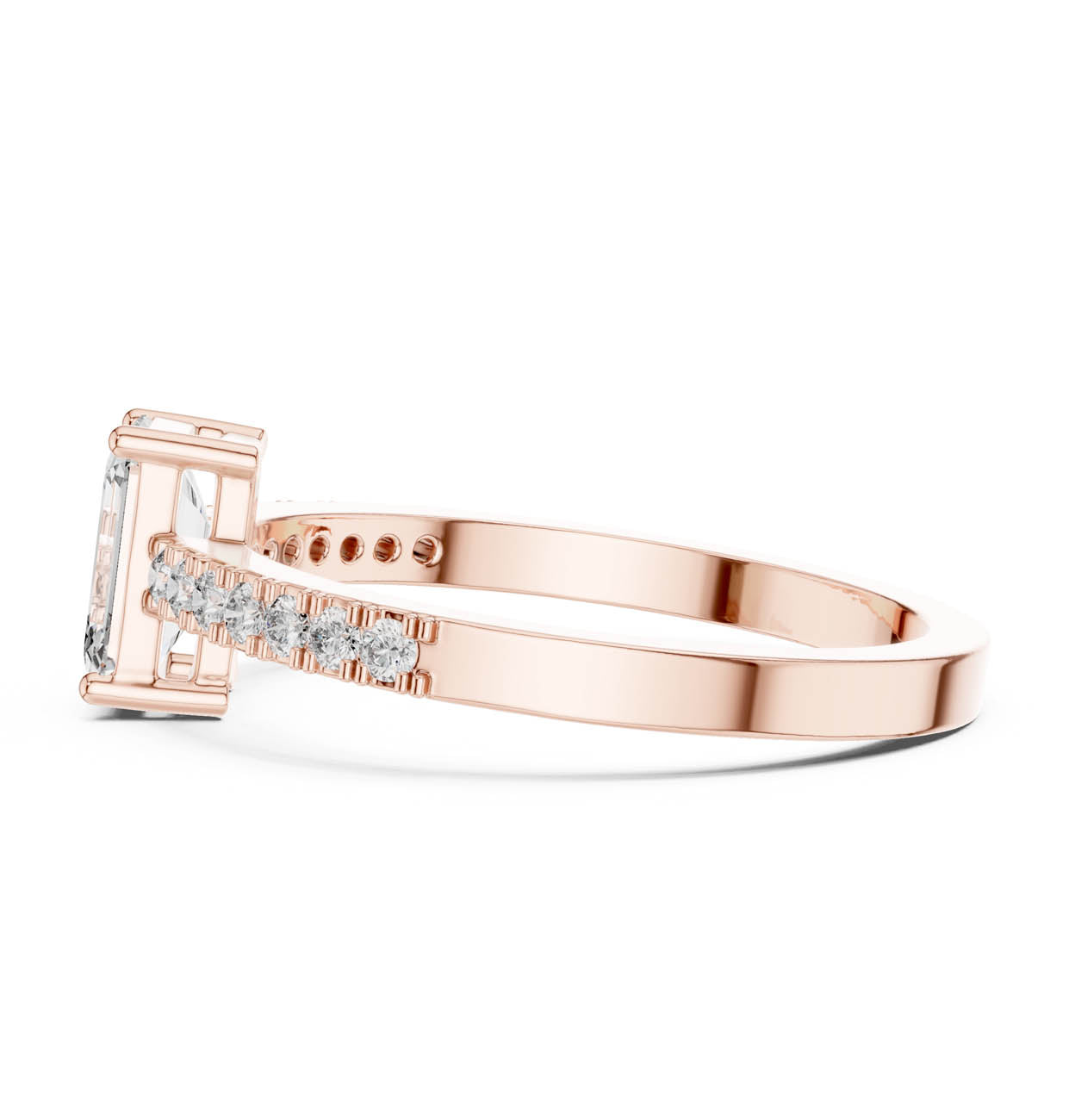 .63 Ct. Emerald Cut Diamond Ring with Pavé Side Stones (ALR-61) 12