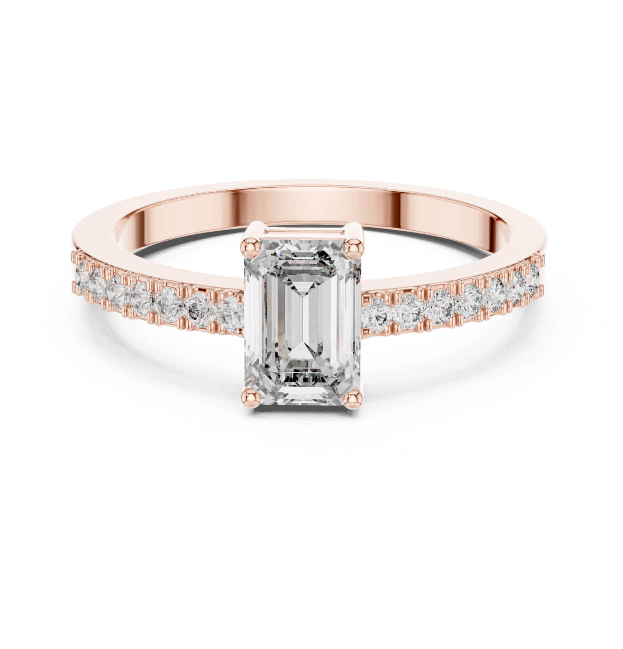 .63 Ct. Emerald Cut Diamond Ring with Pavé Side Stones (ALR-61) 7