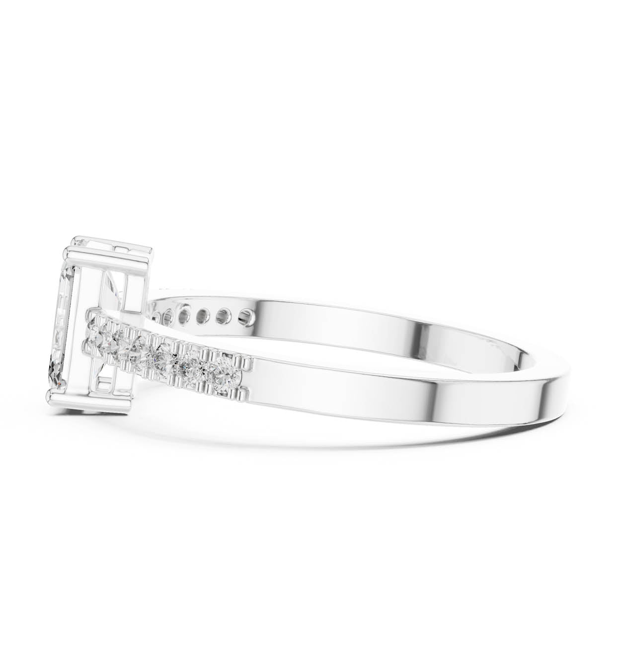 .63 Ct. Emerald Cut Diamond Ring with Pavé Side Stones (ALR-61) 11