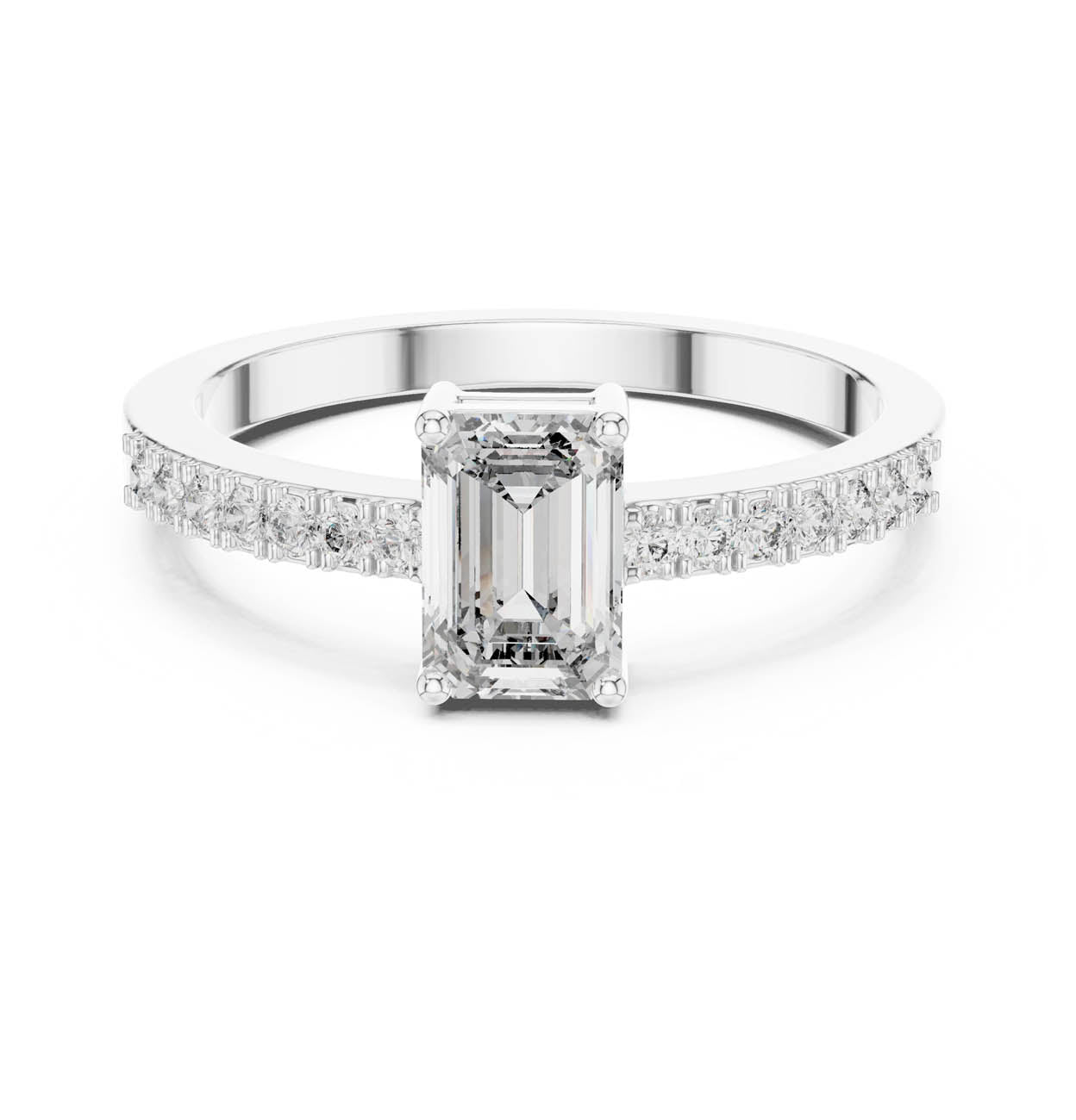 .63 Ct. Emerald Cut Diamond Ring with Pavé Side Stones (ALR-61) 4