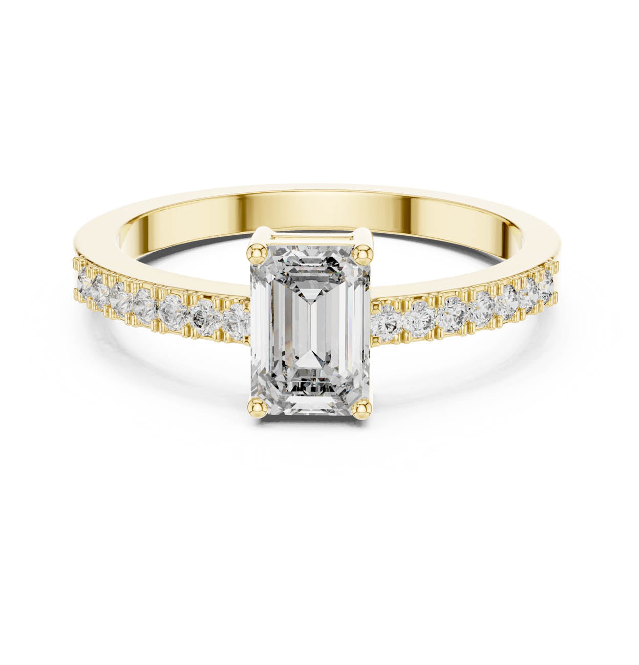 .63 Ct. Emerald Cut Diamond Ring with Pavé Side Stones (ALR-61)