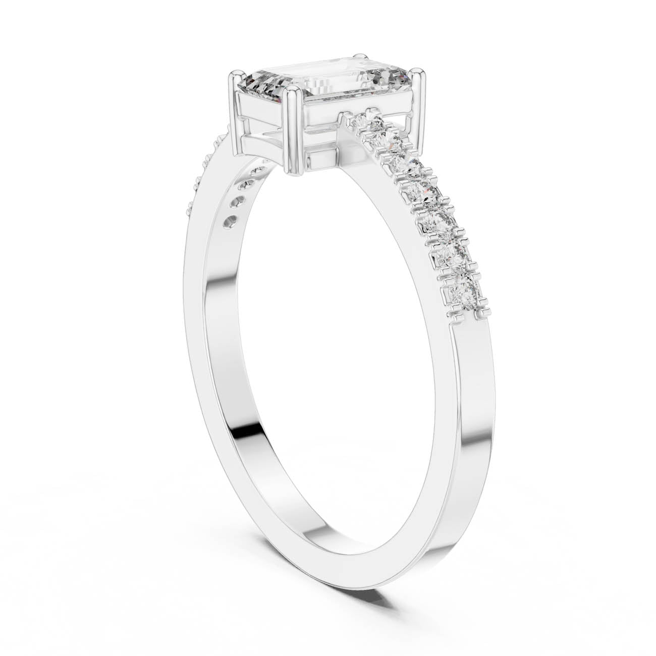 .63 Ct. Emerald Cut Diamond Ring with Pavé Side Stones (ALR-61) 9