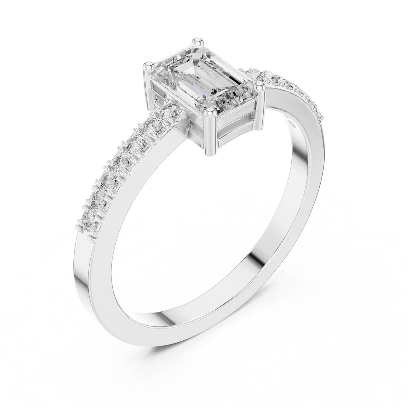 .63 Ct. Emerald Cut Diamond Ring with Pavé Side Stones (ALR-61) 6