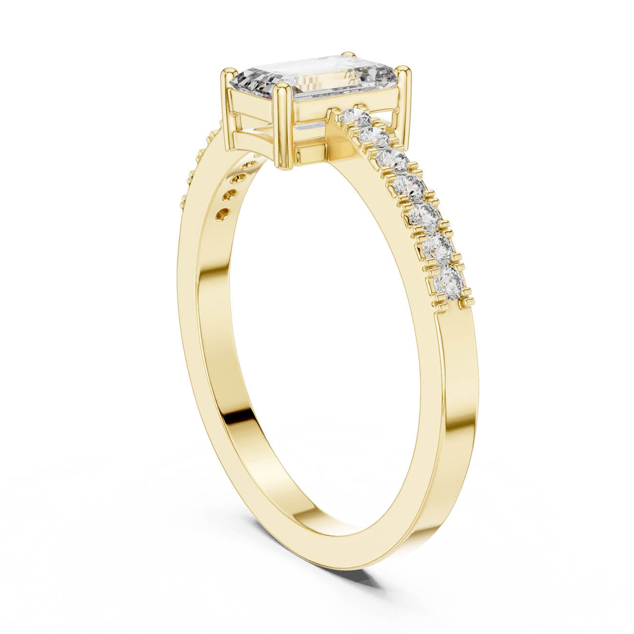 .63 Ct. Emerald Cut Diamond Ring with Pavé Side Stones (ALR-61) 3