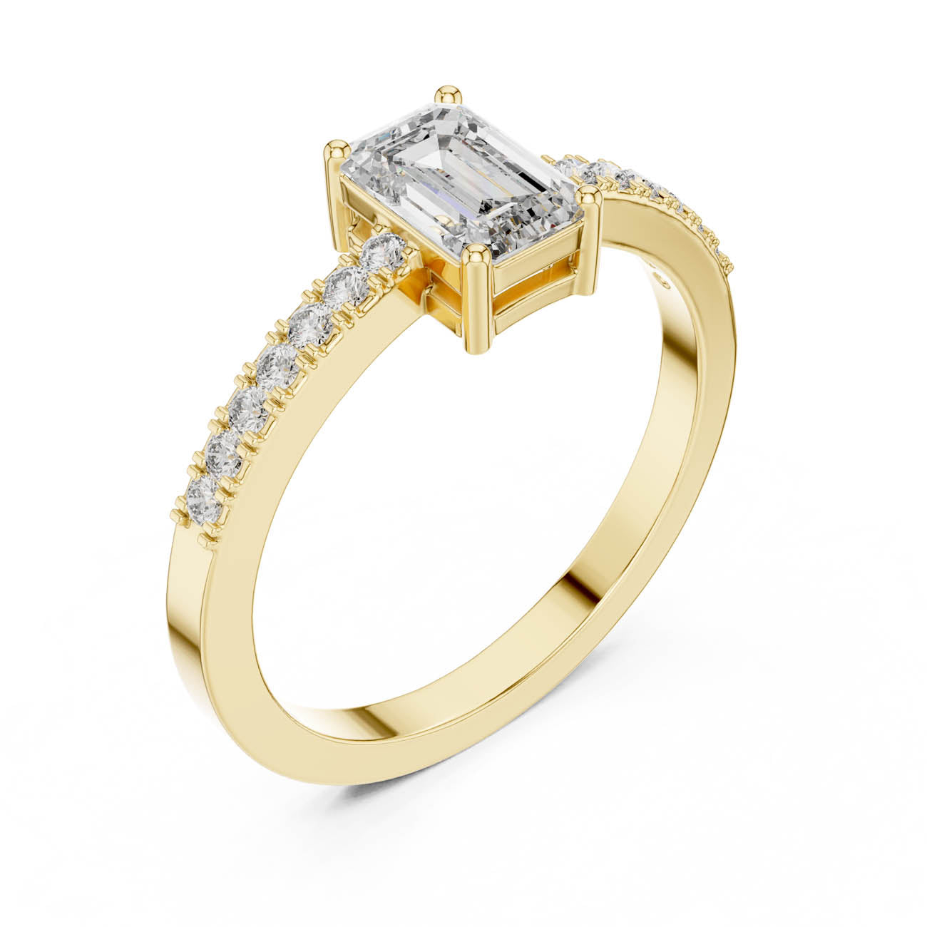 .63 Ct. Emerald Cut Diamond Ring with Pavé Side Stones (ALR-61)