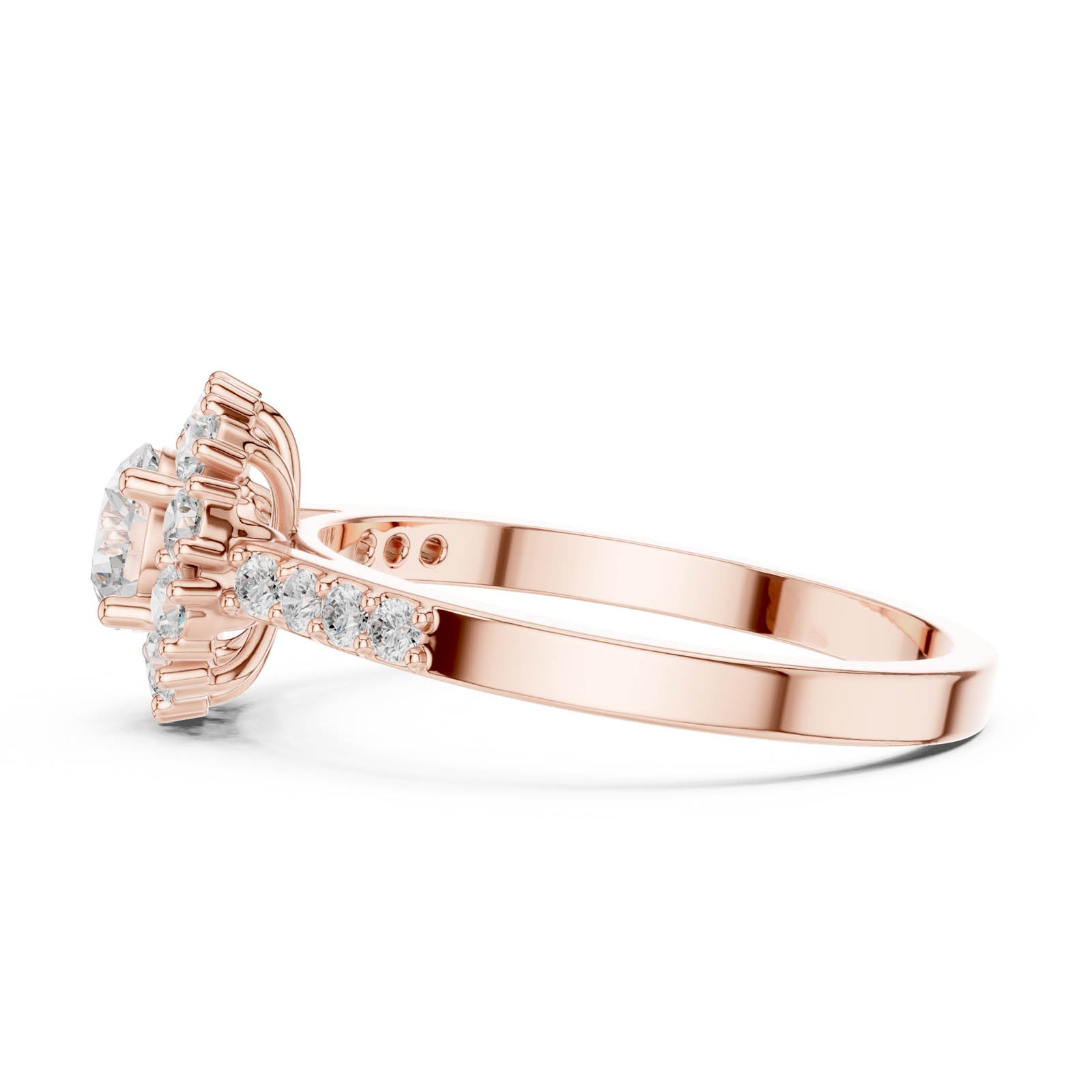 .97 Ct. Round Diamond Halo Ring with Pavé-Set Band (ALR-66) 4