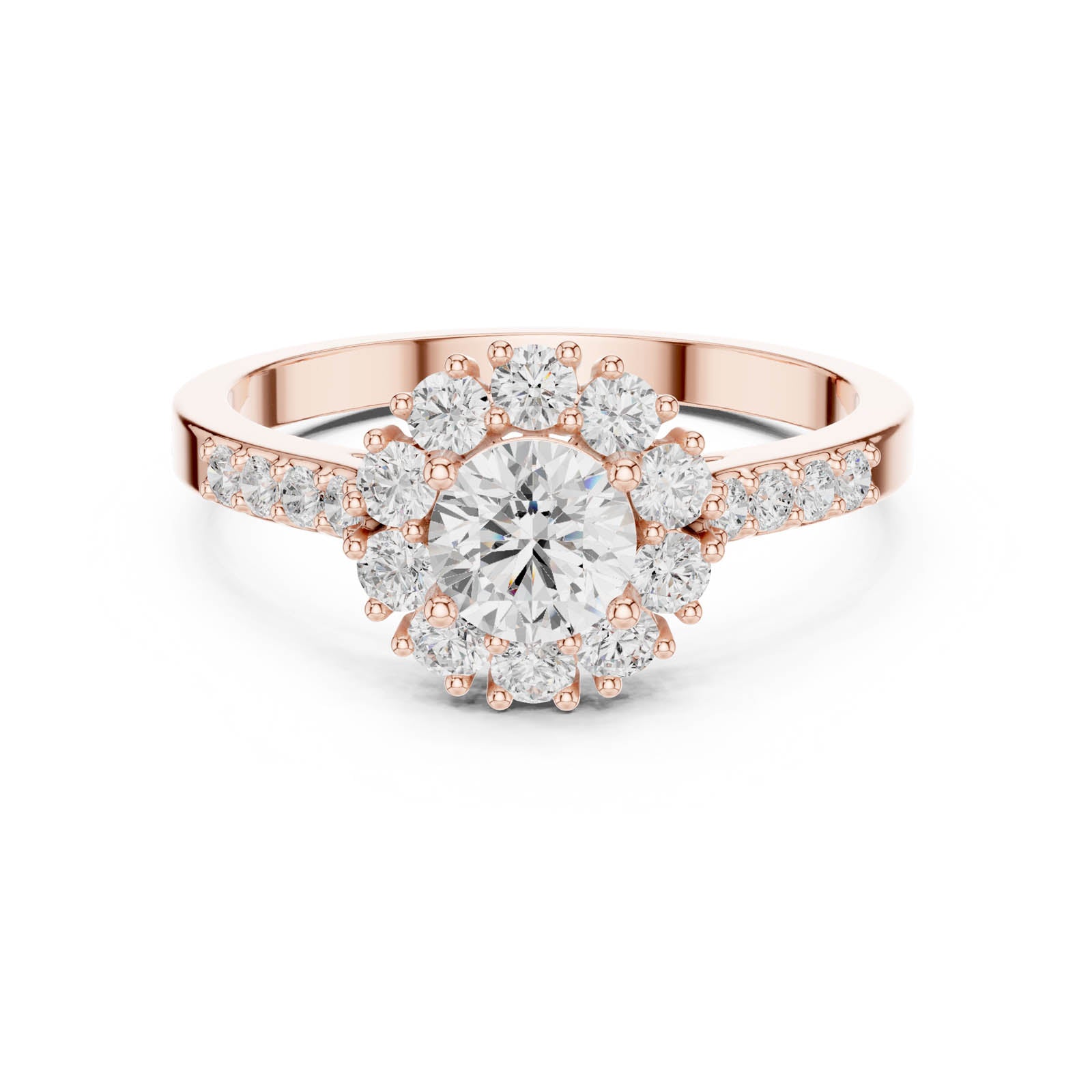 .97 Ct. Round Diamond Halo Ring with Pavé-Set Band (ALR-66) 12