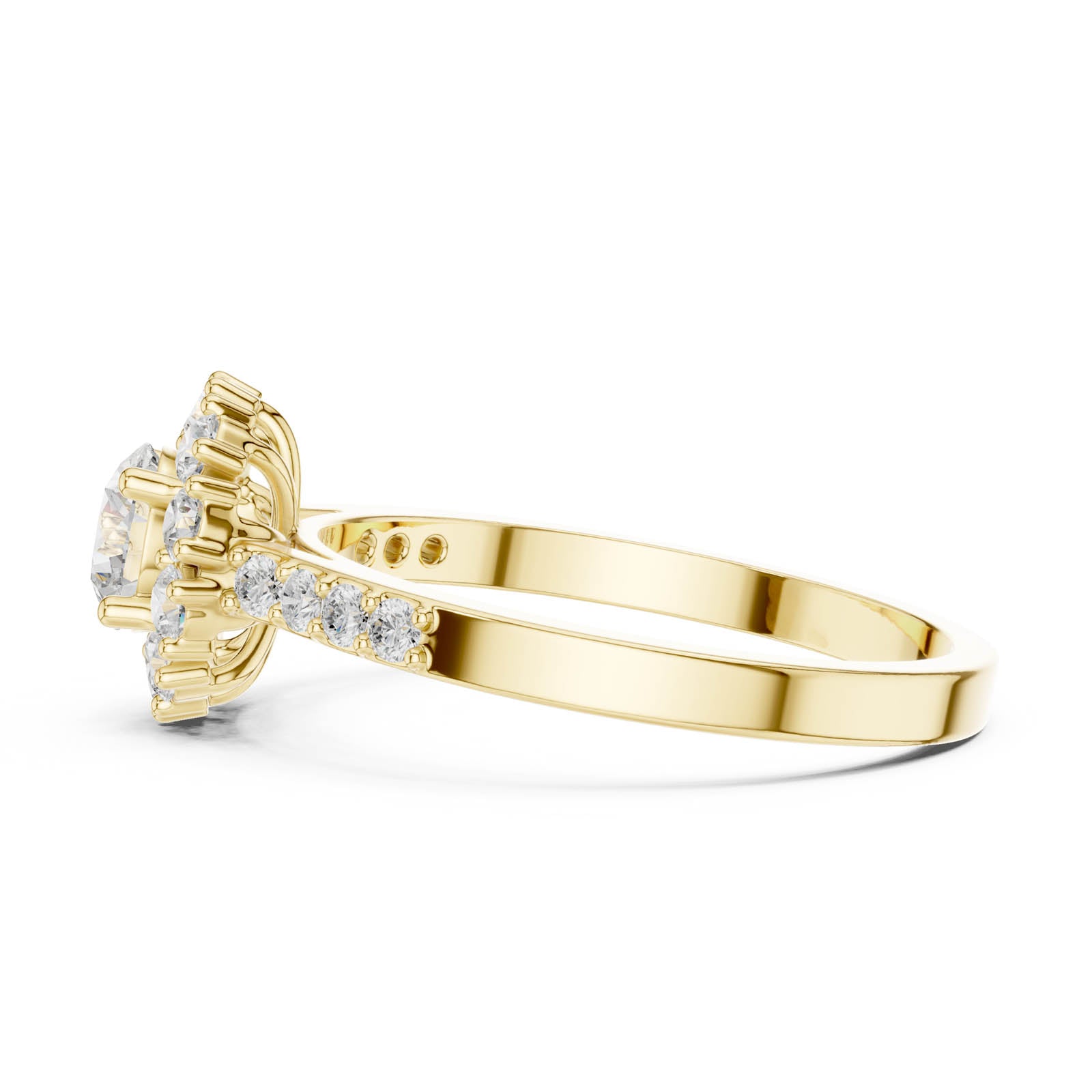 .97 Ct. Round Diamond Halo Ring with Pavé-Set Band (ALR-66) 8