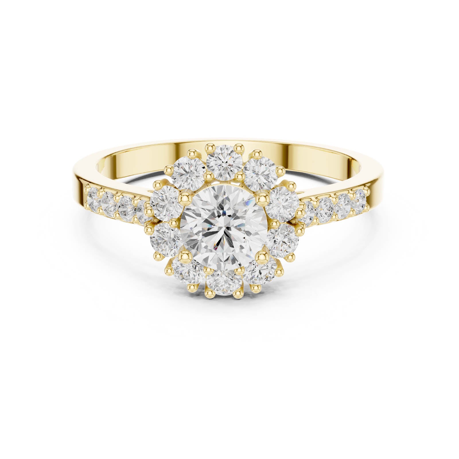.97 Ct. Round Diamond Halo Ring with Pavé-Set Band (ALR-66) 9