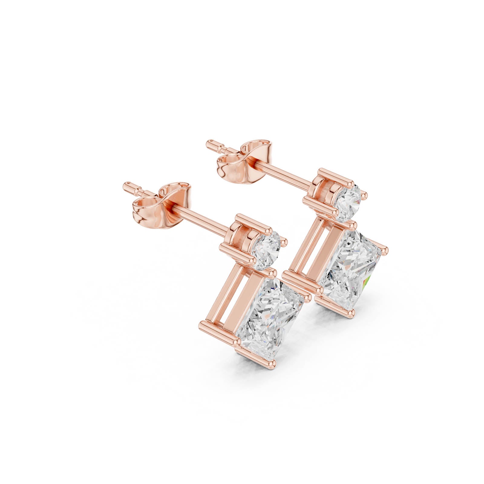 1.78 Ct. Princess and Round Diamond Drop Earrings (AOMER105101-RPT) 9