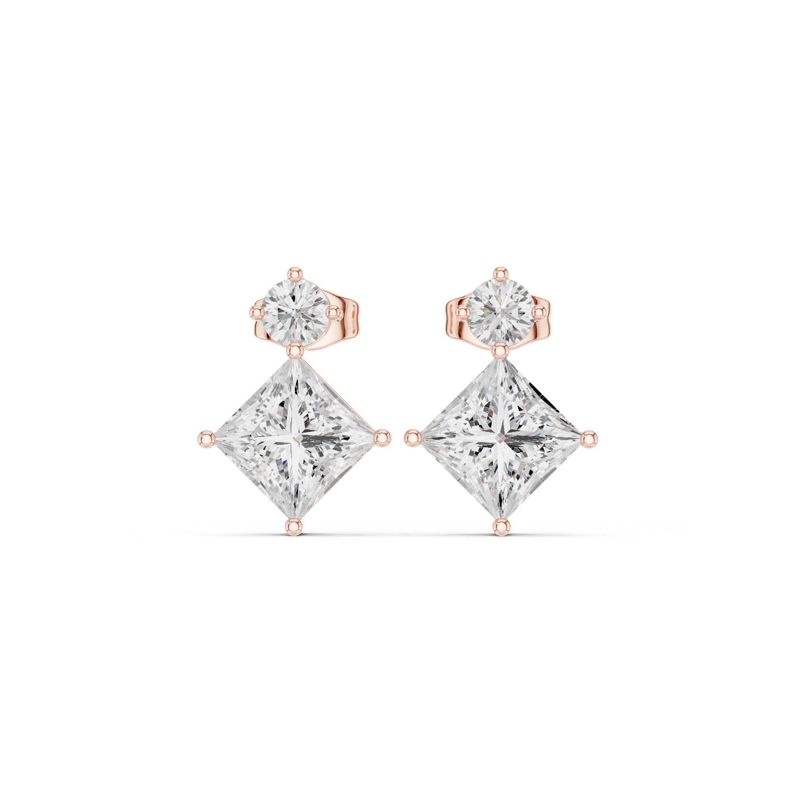 1.78 Ct. Princess and Round Diamond Drop Earrings (AOMER105101-RPT) 11