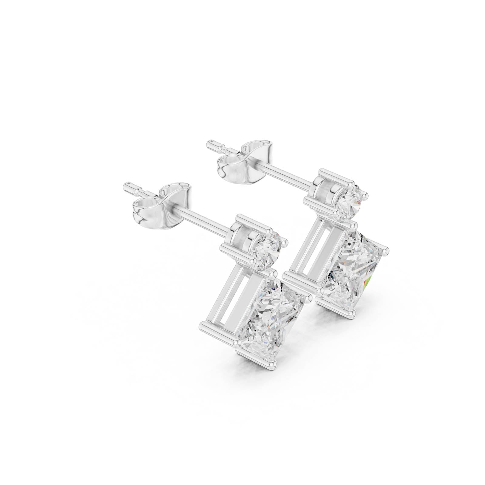 1.78 Ct. Princess and Round Diamond Drop Earrings (AOMER105101-RPT) 12