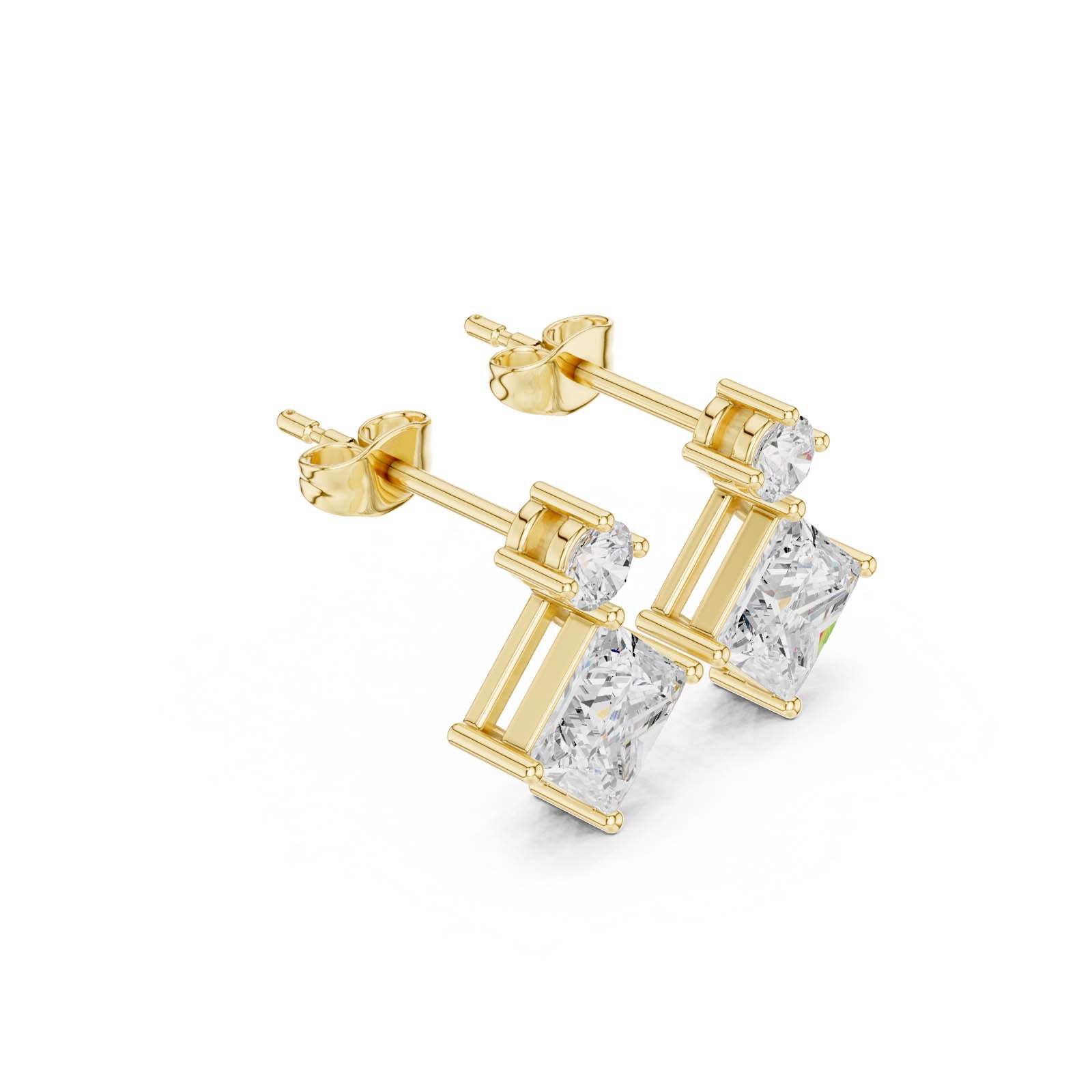 1.78 Ct. Princess and Round Diamond Drop Earrings (AOMER105101-RPT) 2